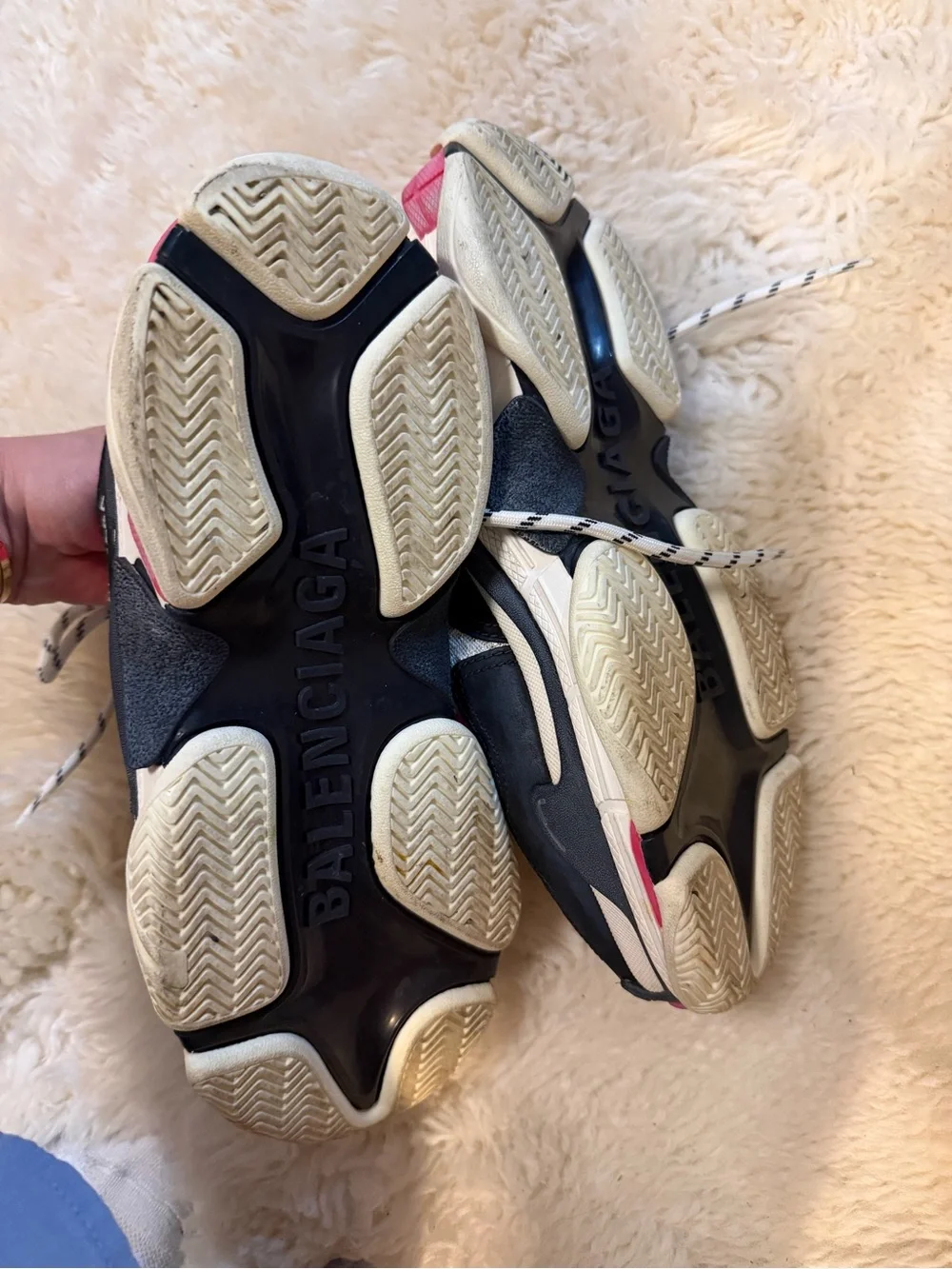 Balenciaga White Pink Black Triple S Sneakers